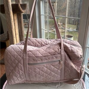 LARGE Vera Bradley Performance Twill Quilted Light Pink Travel Duffel